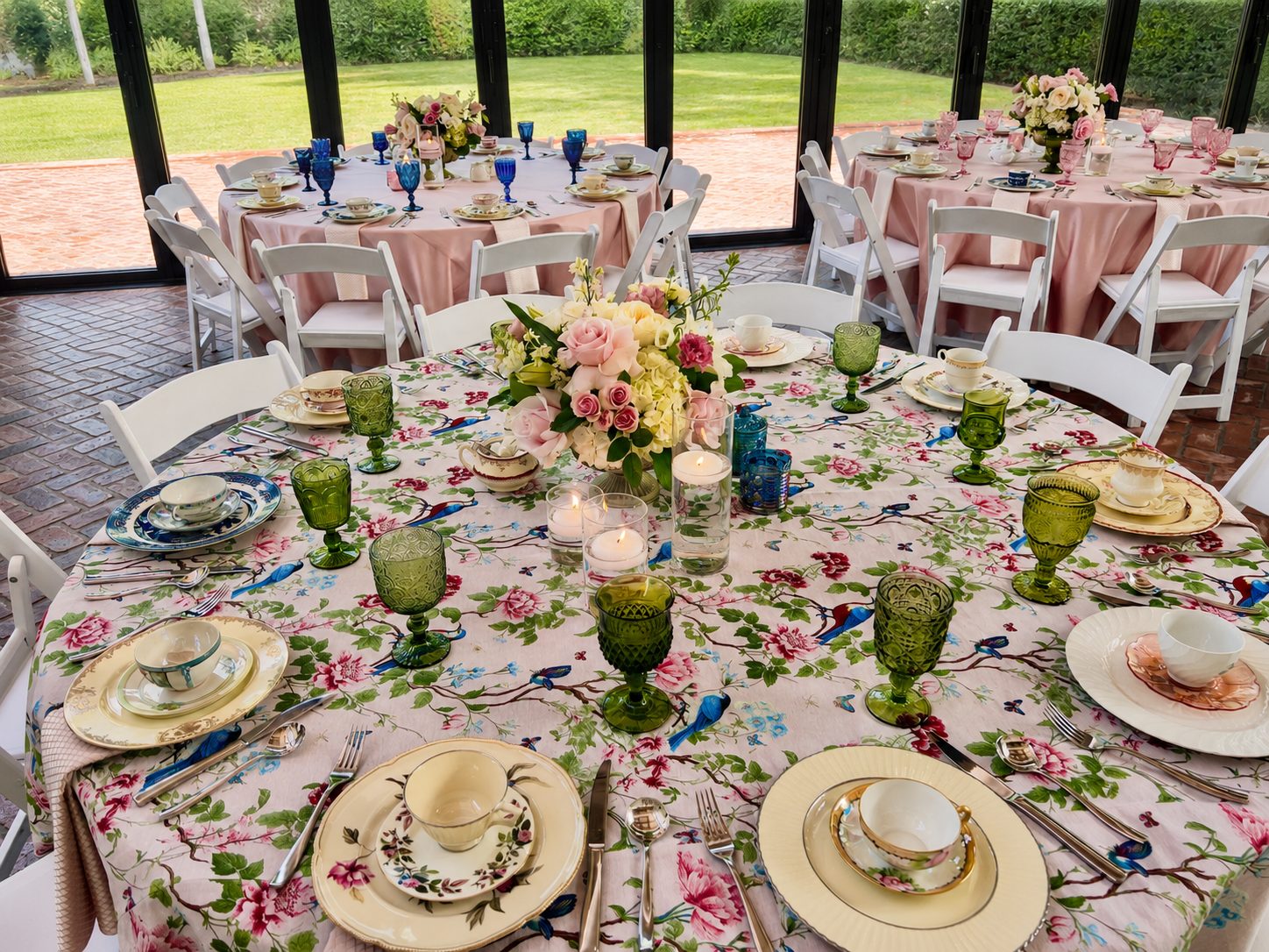 A tea room laid for an afternoon tea